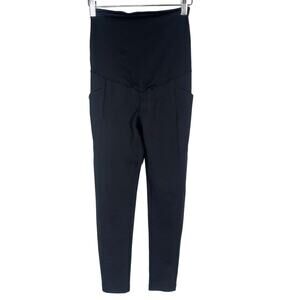 Zella Womens XSmall Black Maternity Leggings Side Pocket Over the Belly Stretch